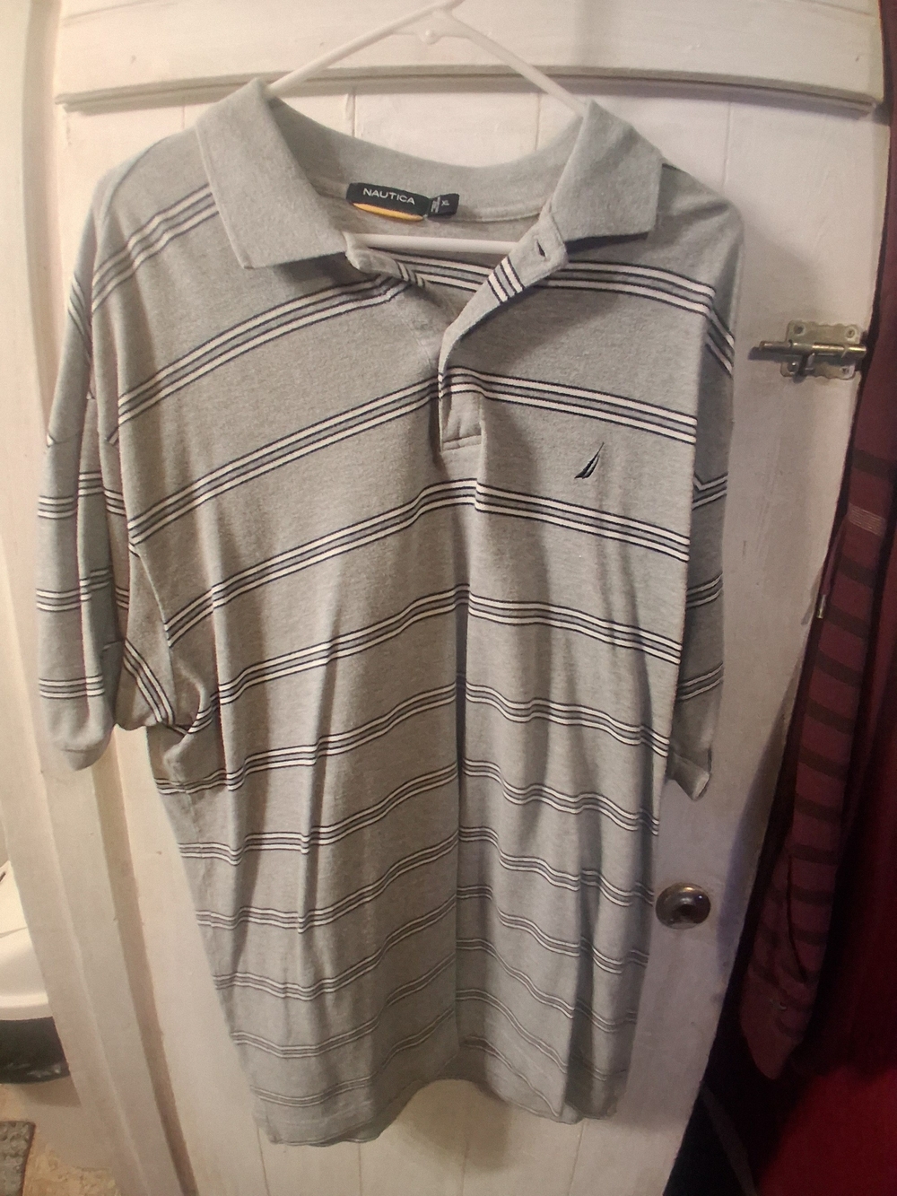 Nautica Men's Gray Striped Polo Shirt Size XL